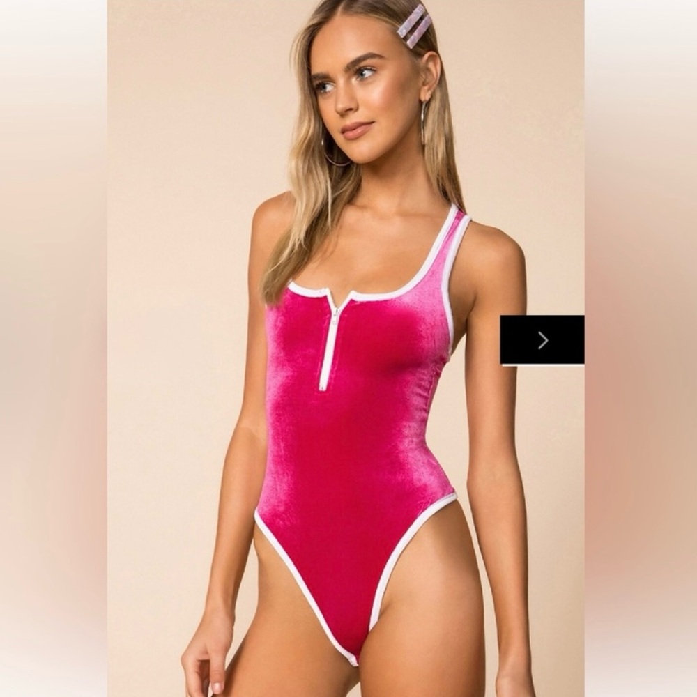 Superdown Pen Zip Front Bodysuit - Size S